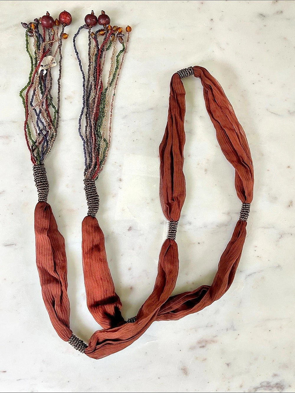 Boho Multistrand Tassel Belt in Brown & Multicolor